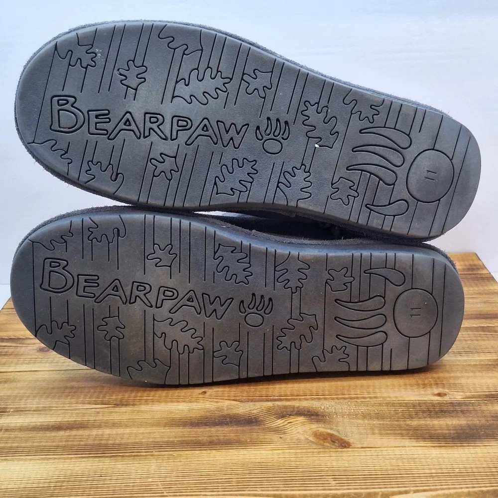 Bearpaw Emma Boots Womens 11 Charcoal Suede Sheepskin Lined Mid Calf Winter